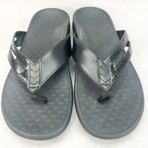 Vionic Womens 9 Kalise Sandals Shoes Black Thong Flip Flop Orthotic Comfort Flat